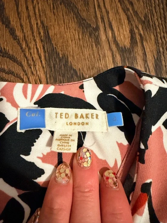 Ted Baker Queta Crane colors by number collection Pink and Black Dress 4 - Picture 3 of 4